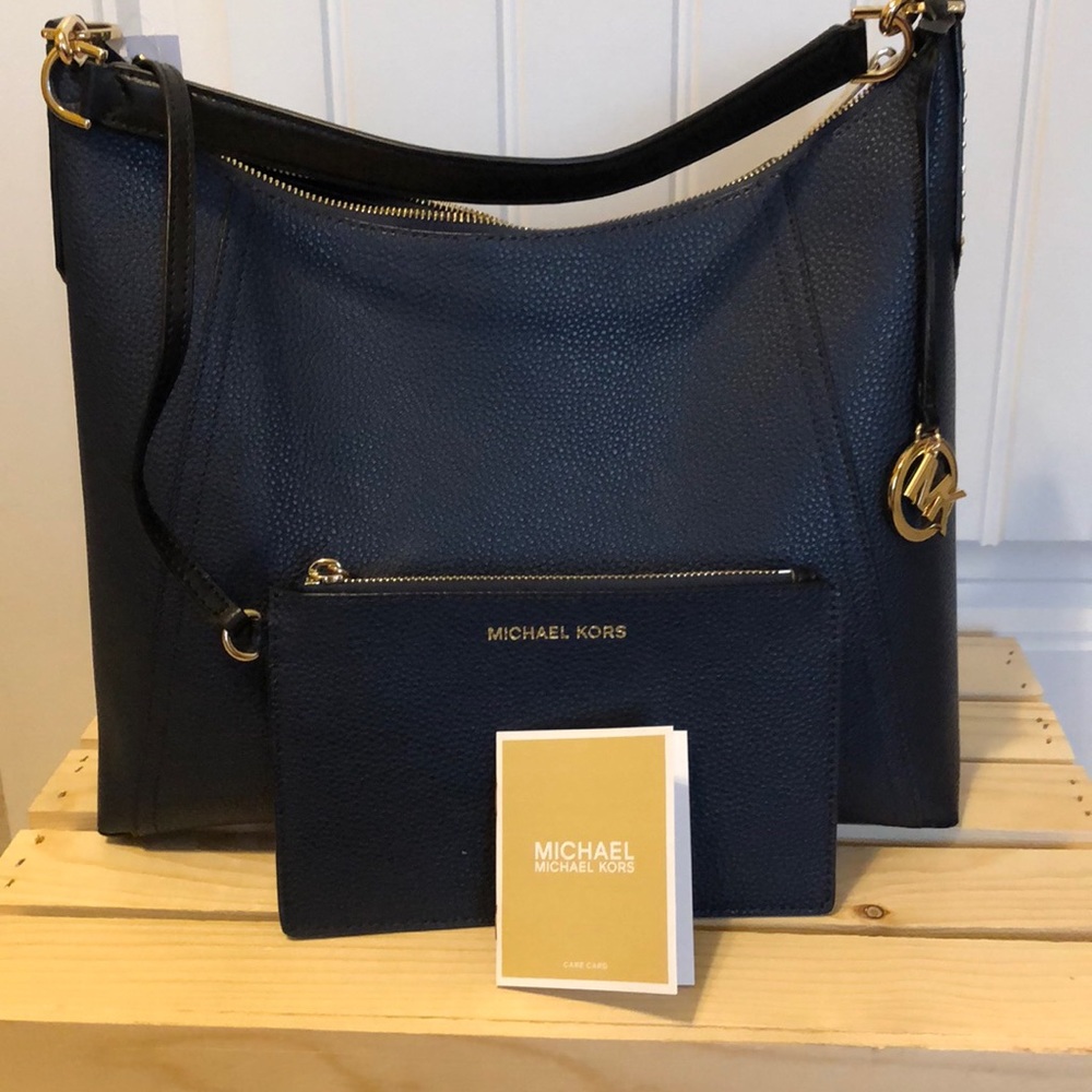 Navy Blue studded shoulder bag